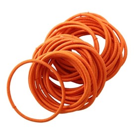 Fashion Yo 50Pcs Girls Women 2.5mm Thin School Uniform Endless Hair Elastics Bobbles Hair Ties Bands Ponios Ponytail Holders (Orange)