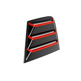 Neopaftu Rear Side Window Louvers Compatible with Dodge Charger 2011-2021 ABS 2PCS Air Vent Scoop Shades Cover Blinds (Glossy Black with Red Trim)