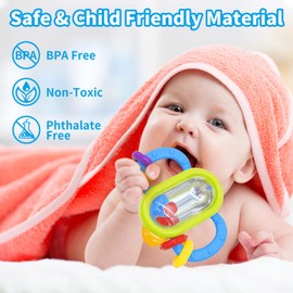 MOONTOY 7pcs Baby Rattles 3-6 Months Baby Toys 6-12 Months Infant Teething Teethers for Babies 3-6 Month Tummy Time Sensory Newborn Toys 3 Months Brain Development Gift 4 5 6 7 8 9 10 Month Boy Girl