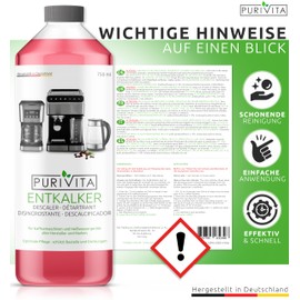 Purivita - Universal Descaler 750 ml for Fully Automatic Coffee Machines - Suitable for All Known Brands, 1 Bottle