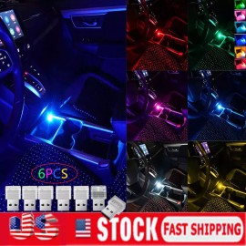 Unbranded USB Atmosphere Light LED Mini Colorful Night Light Car Interior Lighting 6PC