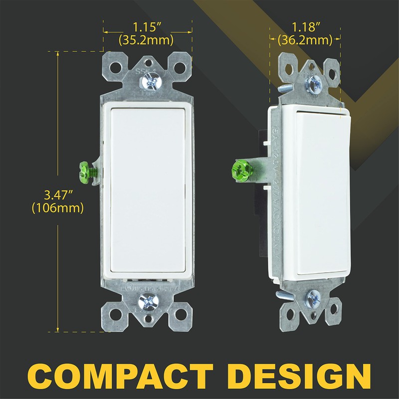 Faith 3-Way Decorator Paddle Wall Light Switch, 15A 120/277V, On/Off