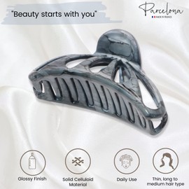 Parcelona French Grey Streaks Rain Drop Small 2 3/4 Inch Jaw Hair Claw Clip Clamp (Grey Streaks)