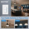 BESTTEN 2 Pack Double Rocker Light Switch, Single Pole Combination
