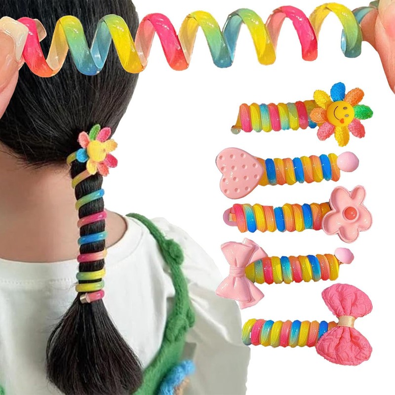 XINYUICEAN Diademas en Espiral para Niñas, 5 Pcs Gomas para