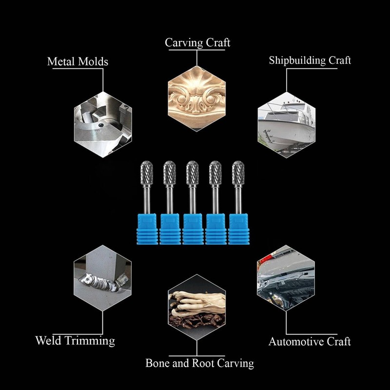 SC-5 Tungsten Carbide Burr Rotary File Cylindrical Shape with Radius
