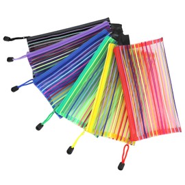 QWORK 72 Pcs Pencil Pouches Bulk, 6 Assorted Colors Mesh Zipper Pouches, 9x4.7 Inch Nylon Pencil Cases