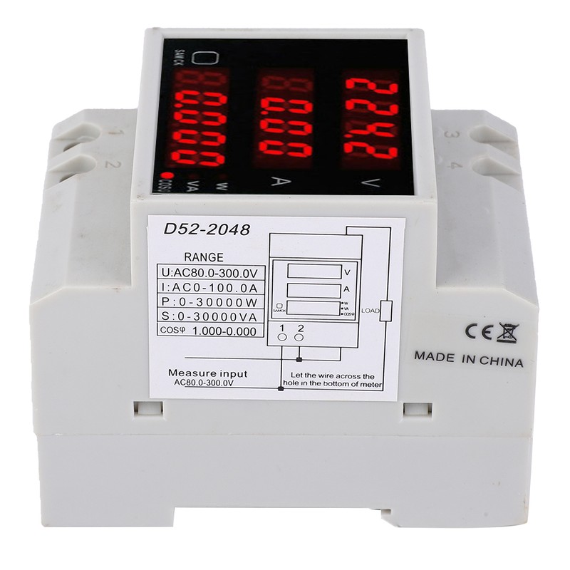 D52-2048 Multi Function Meter Rail Digital Displayed AC Voltage Current