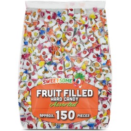 Sweetsome Bulk Assorted Fruit-Filled Hard Candy – Individually Wrapped, Mixed Fruit Flavors with Juicy Centers – Ideal for Candy Dishes, Events, or Resale (2 lbs)