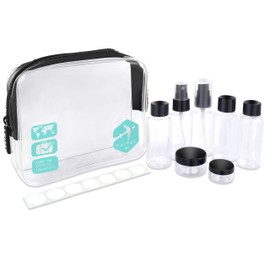 TWIVEE - Transparent toiletry bag with travel bottle set - 1 litre - toiletry bag for transporting liquids in hand luggage, Turquoise - transparent