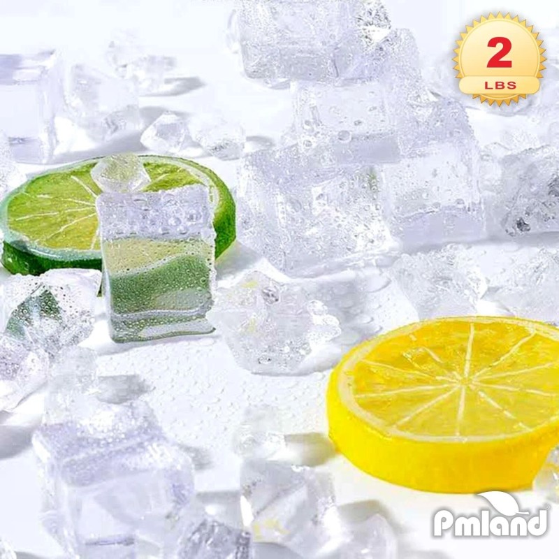 PMLAND Acrylic Ice Cubes Square Shape 2 Lbs Bag, for
