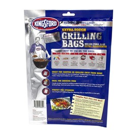 Kingsford Grilling Extra Tough Aluminum Grill Bags, For Locking in Flavors & Easy Grill Clean Up, Recyclable & Disposable, 15.5" x 10", Pack of 4, Silver (Тwo Рack)