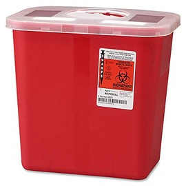 COVIDIEN 2 Gallon Rotor Lid Sharps Container, 10" x 10.5" x 7.3", Red