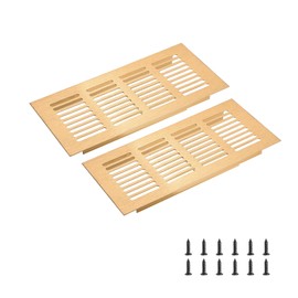 uxcell Rectangle Ventilation Grille, Aluminum Alloy Mesh Air Vent Cover Louvered Ventilation Cover with Mounting Screws for Cabinet Wardrobe Shoe Closet (200x80mm/8"x3", Gold Tone)