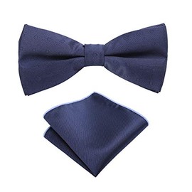 BomGuard Men's Bow Tie Women's Teenagers Patterned Dark Blue Polka Dots, Dark blue light polka dot + pocket square, Unit size