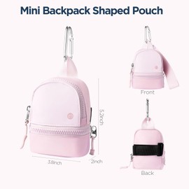 Babysun Mini Backpack Keychain Wristlet Pouch Small Change Coin Purse Cute Zipper Wallet With 3 RFID Card Slots For Women/Men Airpods Cosmetics (Baby Pink)