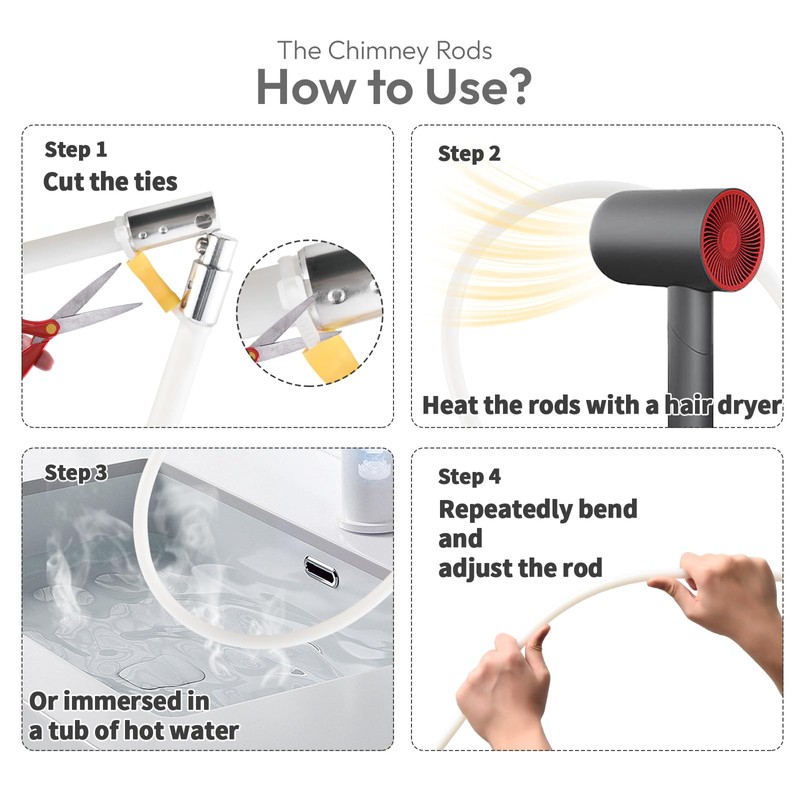 Morinoli 10 Feet Chimney Rods Kit, Chrome Button Locking System,with