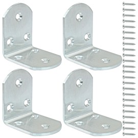 Seimneire Silver Stainless Steel Corner Bracket, 6 Holes 1.97x1.97x1.5inch L Shape Corner Brace, Angle Bracket for Wood Shelves Cabinet Furniture - 4Pcs