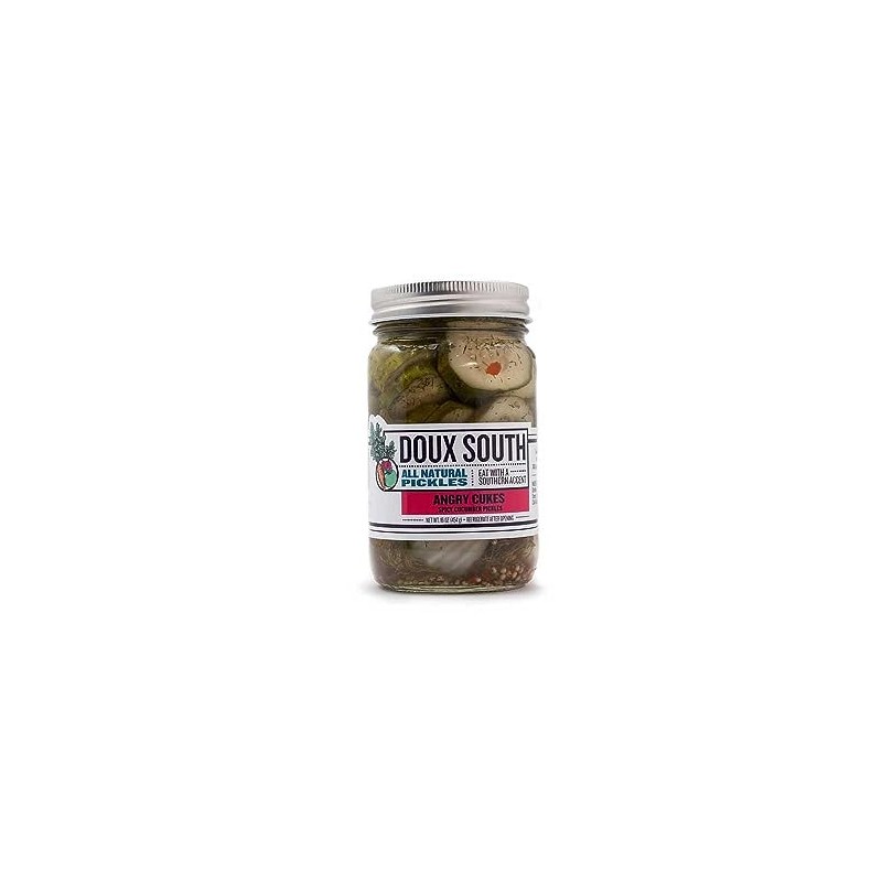 Doux South Angry Cukes Pickles, All Natural, 16 Ounce (Pack