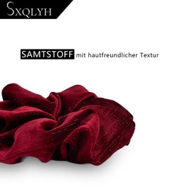 SXQLYH Scrunchie Velvet Velvet Elastics, Large Hair Scrunchie, Thick, Soft, Comfortable, Shiny Velvet Hair Elastic, Scrunchies, Ponytail Holder, Hair Bobble for Women, Thick Long Hair (Burgundy)