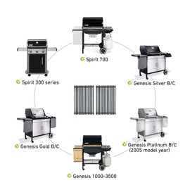 Antree 7525 Porcelain Enameled Grates (17.4 x 11.8 x 0.25) for Weber Spirit 300 Series, Spirit 700, Genesis Silver Gold B/C Replacement Weber 7525 Grates