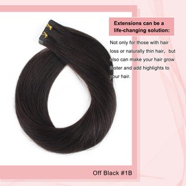 Sixstarhair Semi-Permanent Pre-taped Tape In Hair Extensions 100% Traceable Remy Human Hair New Trend Invisible, Seamless and Reusable, Off Black Tape In Hair [Color 1B#-18inch]