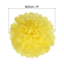 PATIKIL 8" Tissue Pom Poms Flowers, 5 Pack Paper Flower Ball for Wedding Bridal Shower Birthday Bachelorette Party Backdrop Decoration, Yellow