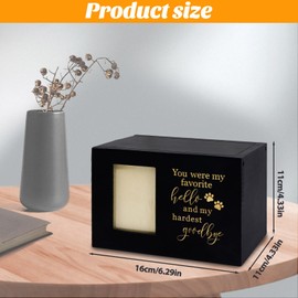 SENLINLIN Wooden Pet Urn for Dogs, Memorial Box with Picture Frame and Tree of Life, Urn Box for Animal Ashes up to 25 kg, Memory Gift for Deceased Pets