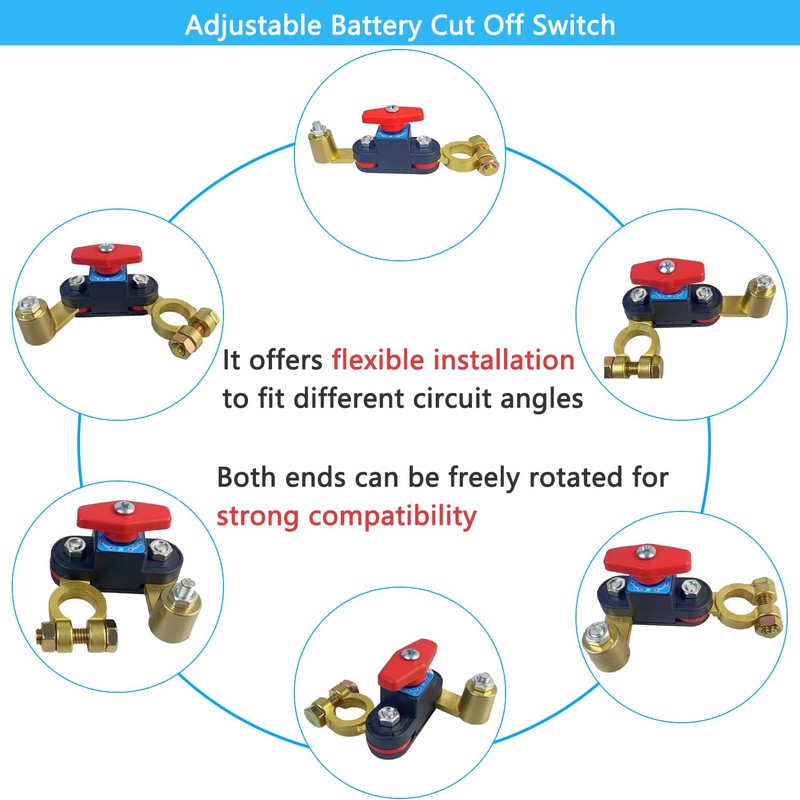Battery Disconnect Switch 12V Heavy Duty, Adjustable Rotating Battery Cut