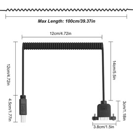 MEIRIYFA USB 2.0 Type-B Printer Cable Coiled Cord, USB B Male to Female Print and Data Transfer Extension Cable for Printer Scanner Fax HDD and More (2Pack, 0.5M)