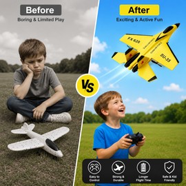 SU35 RC Foam Airplane for Outdoor Flying – 2.4GHz Remote Control Fighter Glider with LED Lights for Beginners and Family Fun