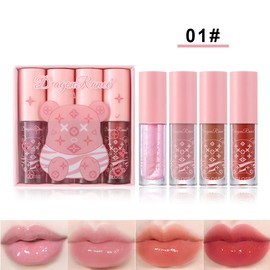 YIBABY 8 Colours Tinted Lip Gloss Set Hydrating Lip Glow Oil Plumping Lip Moisturising Transparent Lip Care Oil Shiny Jelly Lip Gloss for Women and Girls