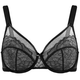 HSIA Enchante Floral Lace Plus Size Underwire Unlined Unpadded Minimizer Full Coverage Bra Women's Wear Comfortable Breathable Mesh Cup TikTokShopBacktoSchool:_Black_42H