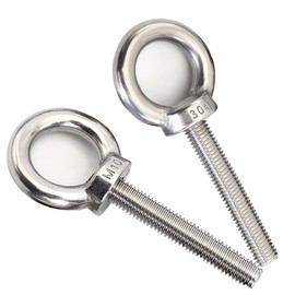 AIVOOF Stainless Steel Eye Bolts, 2 Pack M10 Shoulder Eye Bolt 2" Heavy Duty EyeBolts Screws in Eye Hooks with Washer and Nuts for Lifting Ring Eyebolt Thread Length 50mm