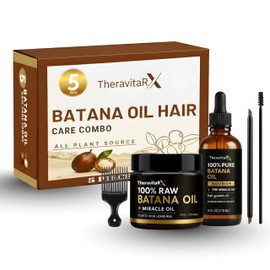 Batana Oil Hair Growth Kit – 5Pc Set: Pure Raw Batana Oil 4oz + 4.2oz Paste + Lash & Brow Tools – Organic, Unrefined Scalp & Edges Treatment Inspired by Dr. Sebi – From Honduras