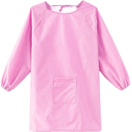 YeeHeen Art Smock Artist Painting Apron Waterproof Long Sleeve Smock with Pocket Pink XXL