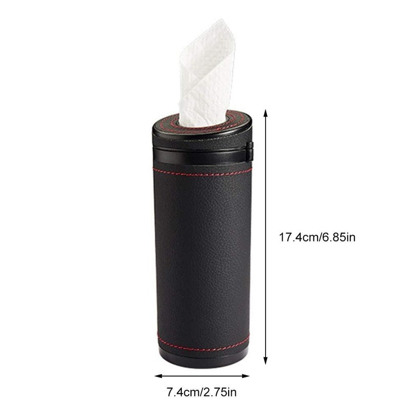 Car Tissue Tube, Cylinder Tissue Box Diameter 2.75'' PU Leather