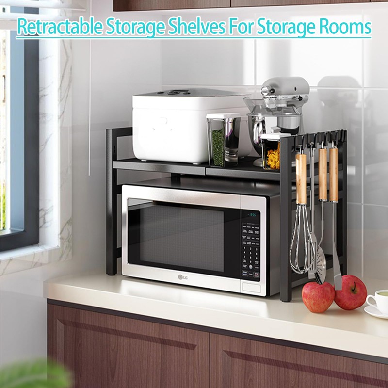 Vaphayva Expandable Kitchen Cabinet Counter Shelf, Adjustable Countertop Organizer, Pantry