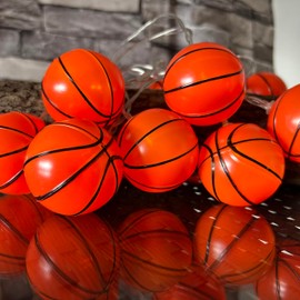 YEAMAR Basketball String Lights, 14ft 20 LED Battery Powered Indoor, Sports Decoration Ball Sport Theme Party Decorative Lights,Birthday Decorations,Football Lovers Gift(8Mode)