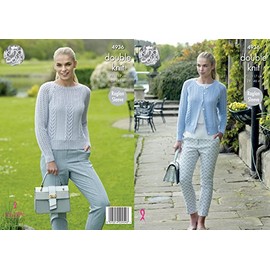 King Cole 4936 Knitting Pattern Womens Raglan Cardigan and Sweater in King Cole Luxury Merino DK,Multicolor,28" - 46" (71cm - 117cm) Bust.