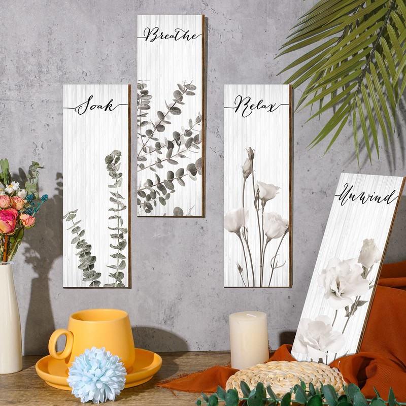 Boho Botanical Bathroom Wall Decor Relax Soak Unwind Breathe Bathroom
