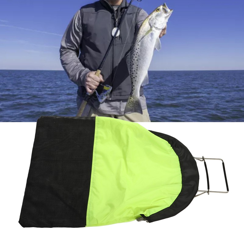 Diving Fish Catch Bag Foldable Fluorescent Yellow One Hand Operation