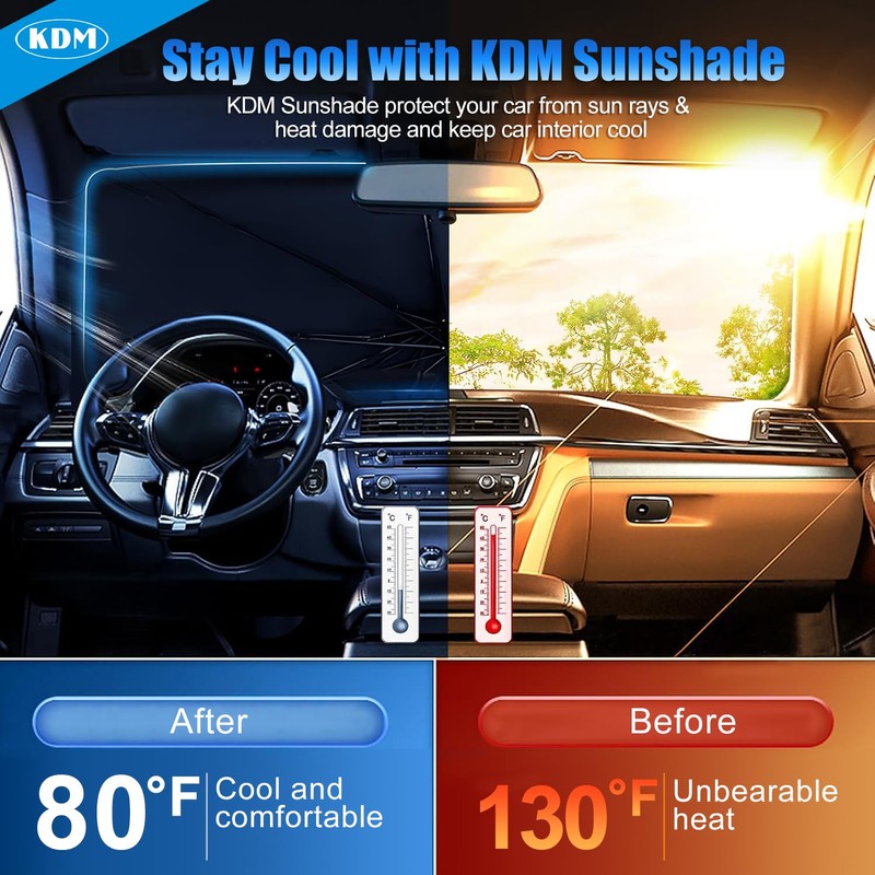 KDM Umbrella Style Windshield Sun Shade Fit for 2014-2024 Dodge