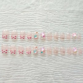 Hkanlre Uñas Postizas 3D De Cobertura Completa Con Presión Corta Para Mujeres Y Niñas, 24 Unidades Rosa 1 Onza Líquida (Paquete De 1)