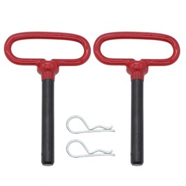 X-Haibei Head Towing Hitch Pin and Clip 5/8 x 4 inch for Trailer, Tractor Truck, Towing Cargo, Receiver Hitch Pin, Red Handle, 2 Pack