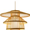 Bamboo Woven Pendant Light Imitation Sheepskin Chandelier Lantern Hanging Lamp