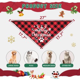 4 Pack Merry Christmas Dog Bandanas Classic Stylish Plaid Christmas Xmas Dog Christmas Bandanas Pet Scarf Bibs Gift Set Dog Bandanas Christmas for Small Medium Large Dogs Pets