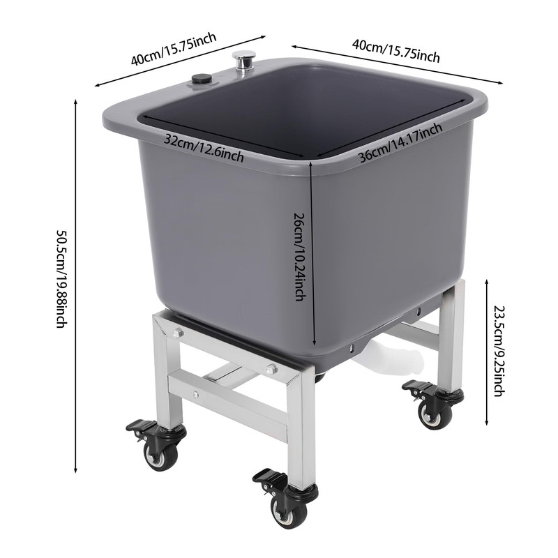 CUBELLIN Floor Mop Sink Plastic Utility Sink with One-Touch Drain