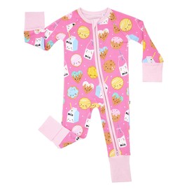 Little Sleepies Pajamas for Baby Boys & Girls, Viscose from Bamboo Baby Pajamas, Snug Sleeper, Toddler PJs, 2-Way Zipper, Pink Cookies & Milk, 6-12M
