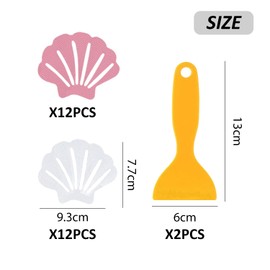 USHXVG Pack of 24 Anti-Slip Stickers for Bathroom with 2 Pieces Scrapers, Shell Shape Anti-Slip Stickers, Anti-Slip Texture Stickers for Bathtub, Kitchen, Stairs